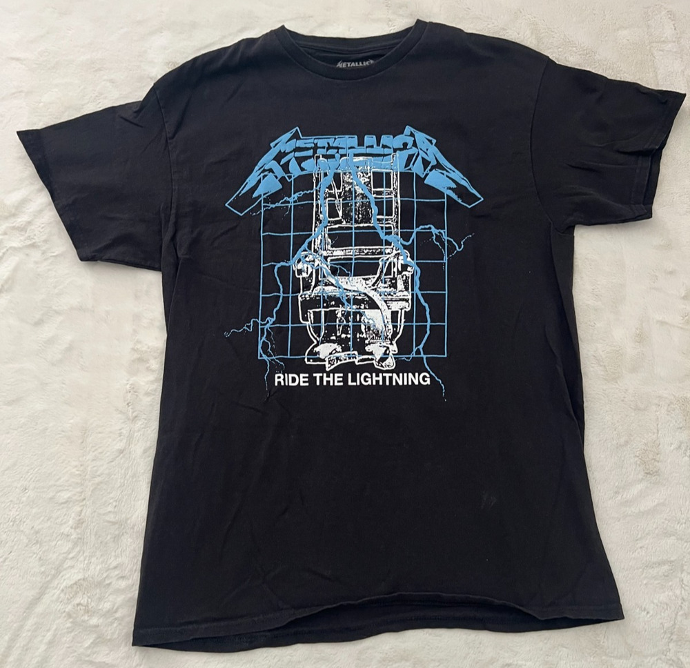Metallica Ride The Lightning Mens Large Black Graphic Band T Shirt RARE